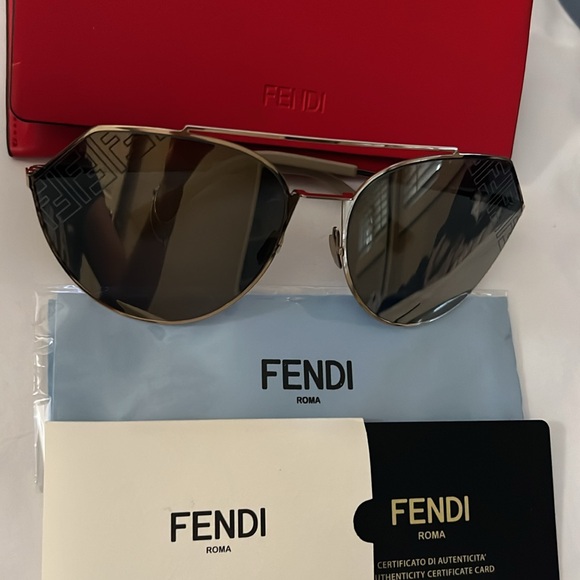 ❤️⚜️🆕FENDI FF M0074/s J5g/jo Gold/blue Mirrored Sunglasses - Picture 6 of 8